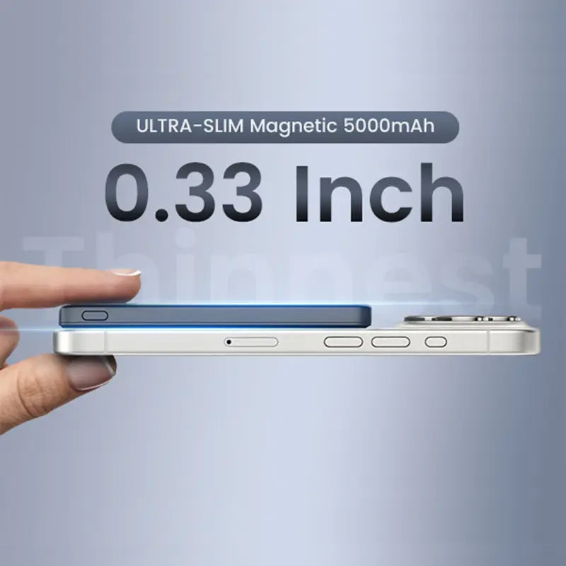 2024 New Ultra-Thin Wireless Magnetic Power Bank [With Magnet Ring], 5000Mah Ultra-Thin Wireless Magnetic Power Bank, 18W Fast Charging Battery Pack, with USB-C, Suitable for Iphone 15/14/13 Series, Samsung, Galaxy Accessories Smartphone