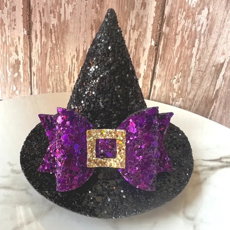 Glitter Witch Hat on Alligator Clip with Teeth Halloween Halloween Hats