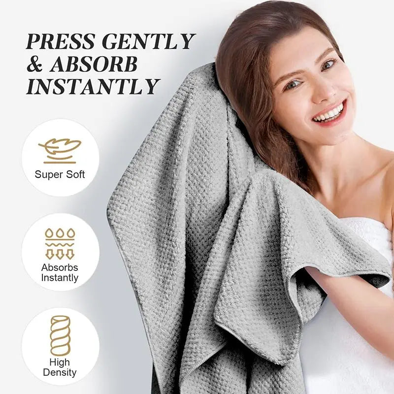 Women'S Microfiber Hair Towel, 1 Count Anti-Frizz & Quick-Drying Towel with Elastic Band, Soft Hair Towel for Bathroom Shower, Summer Gift