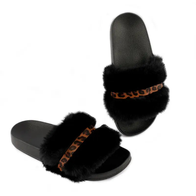 New 2024 Women'S Faux Fur Slides, Open Toe Cute Fur Slippers, Comfortable Fur Sandals with Fluffy Fur