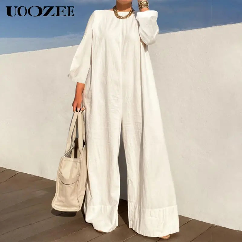 UOOZEE Women'S Solid Color Sleeveless Wide Leg Jumpsuit – Basic Style Simple and Stylish, Highlighting the Daily Elegance of Modern Women