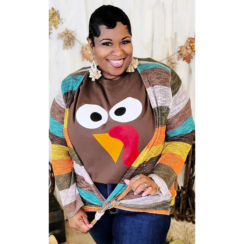 Turkey Face Thanksgiving Chocolate Brown T-Shirt