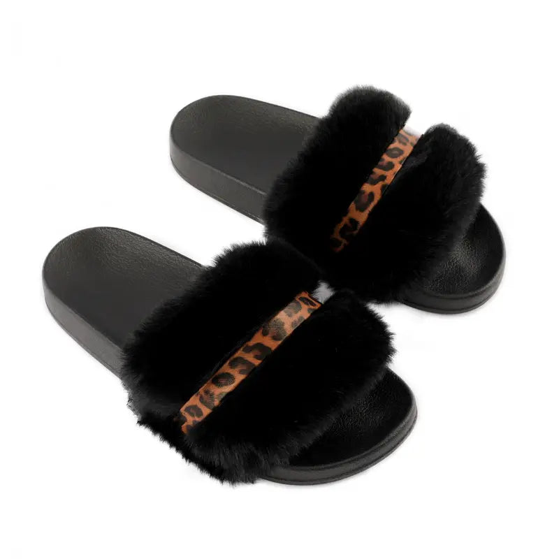 New 2024 Women'S Faux Fur Slides, Open Toe Cute Fur Slippers, Comfortable Fur Sandals with Fluffy Fur