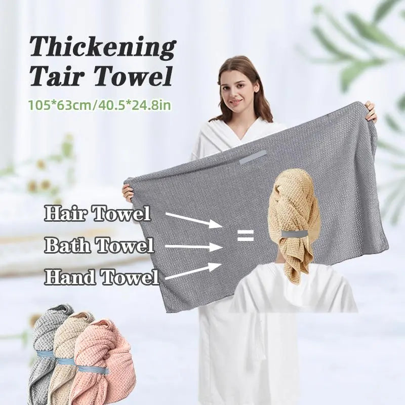 Women'S Microfiber Hair Towel, 1 Count Anti-Frizz & Quick-Drying Towel with Elastic Band, Soft Hair Towel for Bathroom Shower, Summer Gift