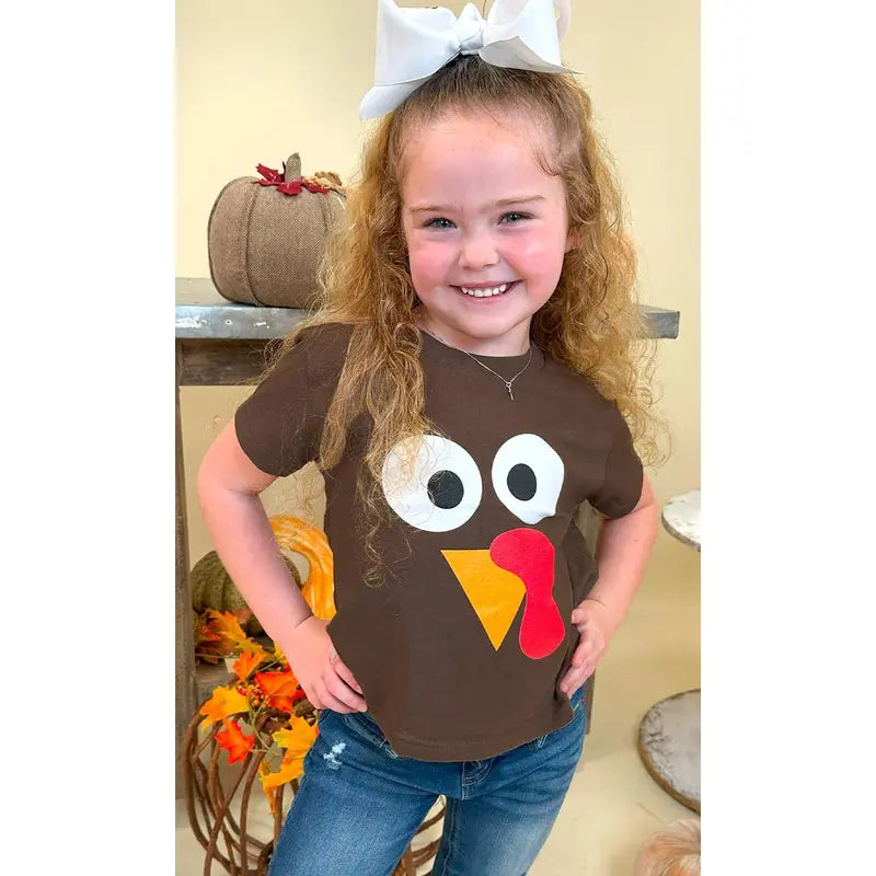 Turkey Face Thanksgiving Chocolate Brown T-Shirt