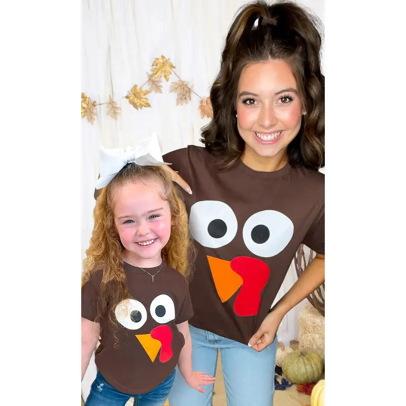 Turkey Face Thanksgiving Chocolate Brown T-Shirt