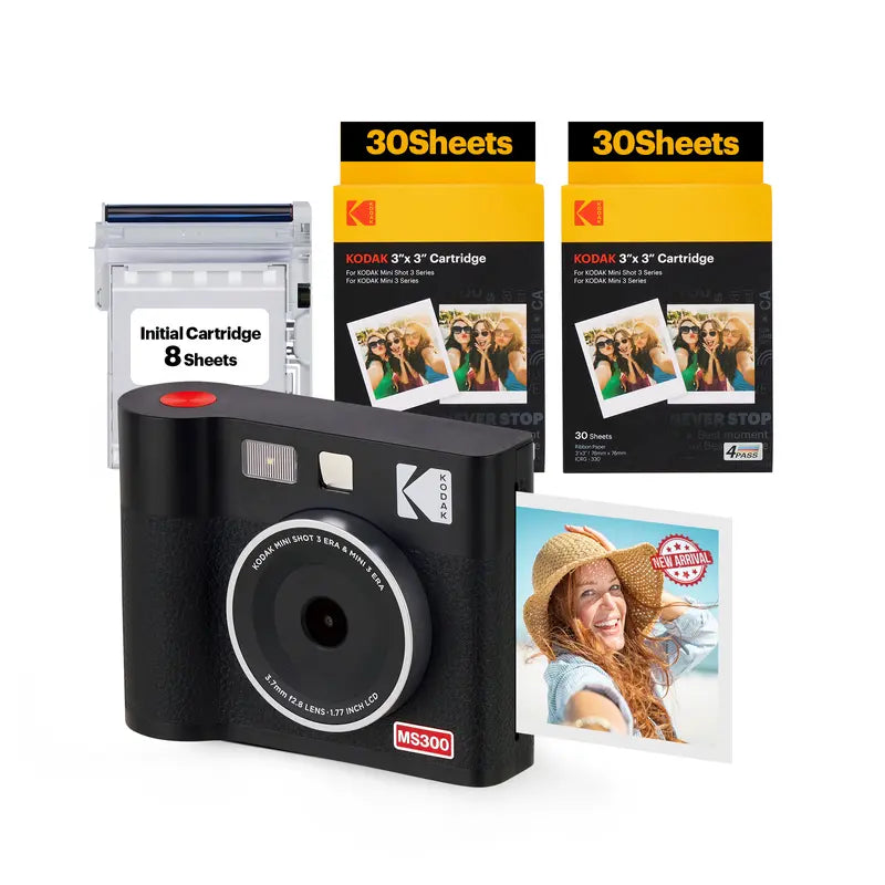 KODAK Mini Shot 3 ERA 2-In-1 Instant Camera and Photo Printer (3X3) (Camera + 68 Sheets)